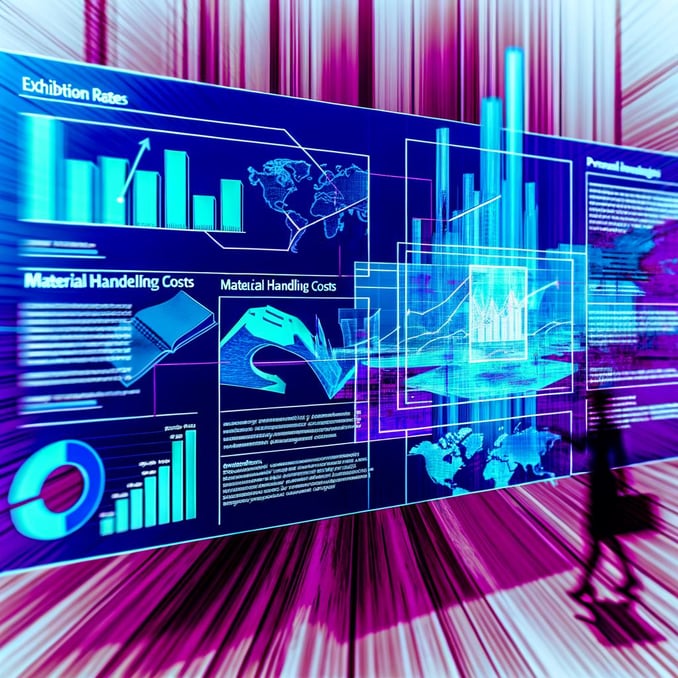 An image of a detailed report on exhibition rates, material handling costs, and industry insights