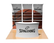 10x10 portable booth with shelving